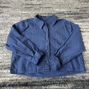 UNIVERSAL THREADS Collared Button Down Cropped Long Sleeve Top